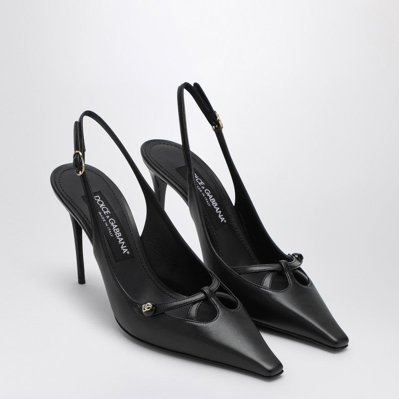 Black Leather Slingback Décolleté