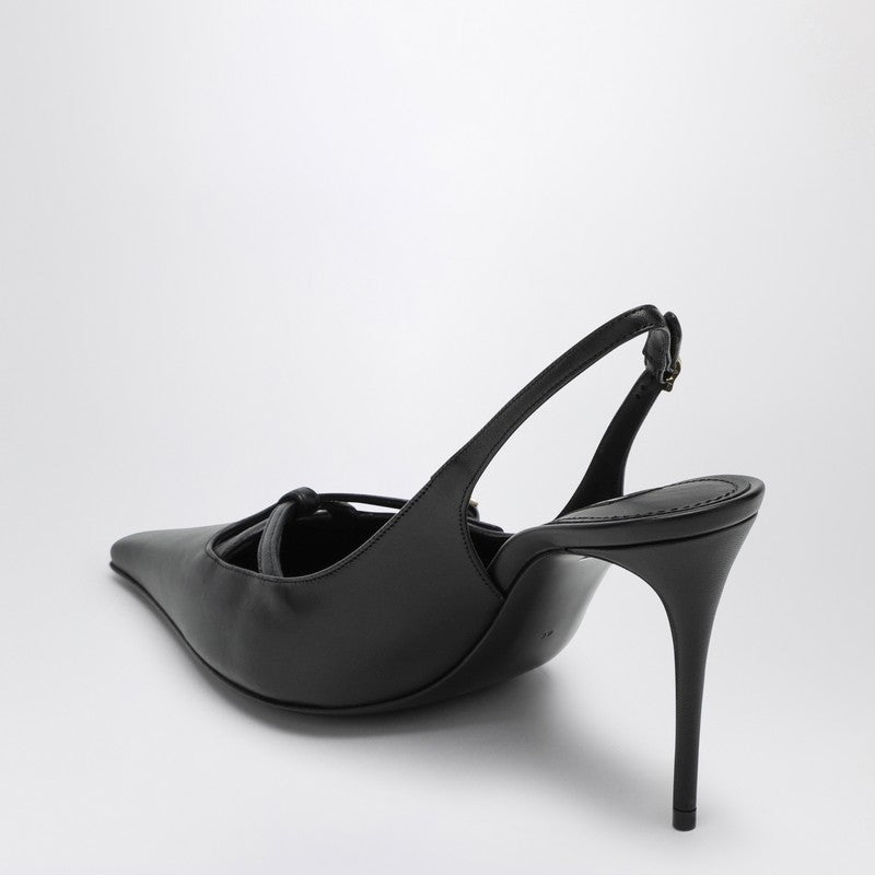 Black Leather Slingback Décolleté