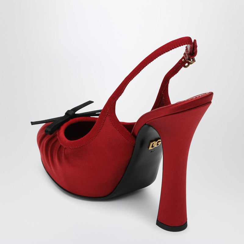 Red Satin High Slingback