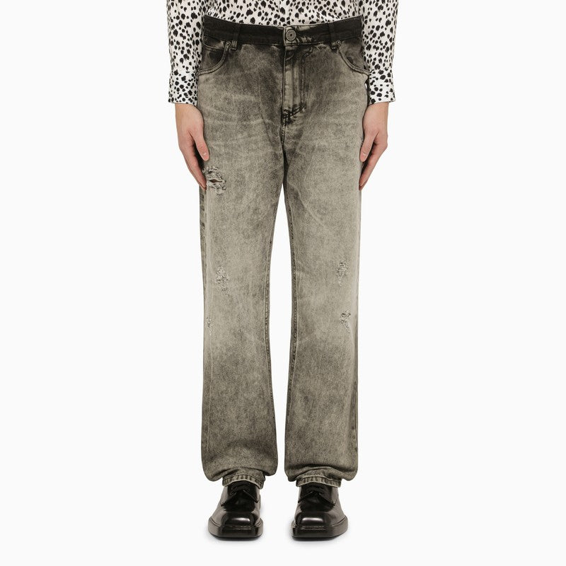 Light grey delavé denim jeans