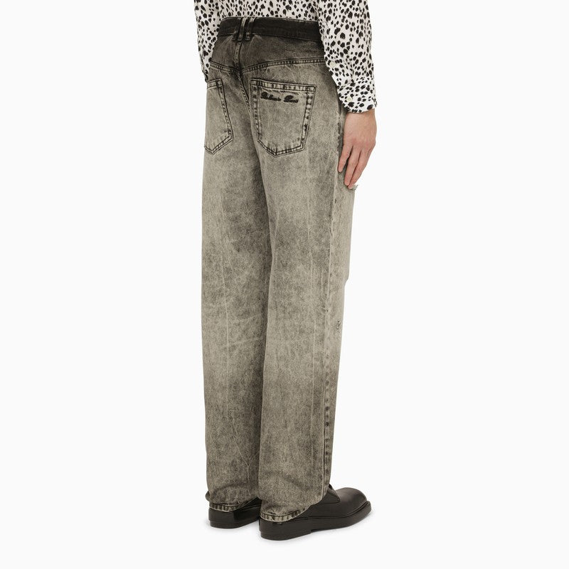 Light grey delavé denim jeans