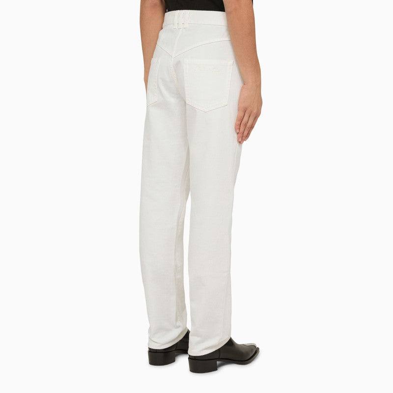 Regular white cotton trousers