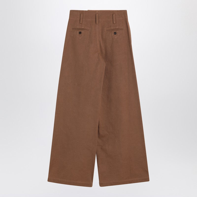 Brown palazzo pants in cotton