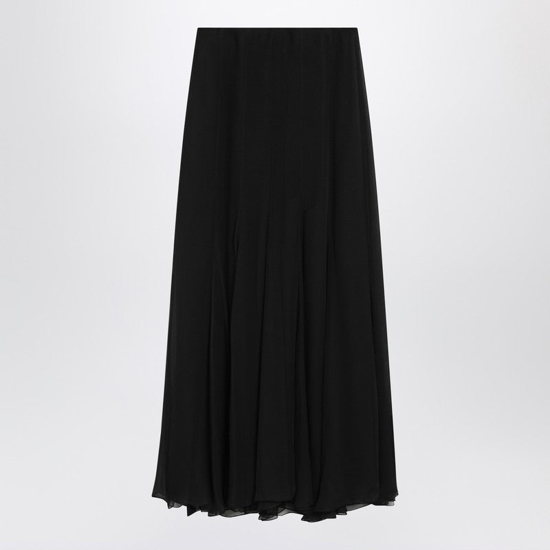 Black silk muslin maxi skirt