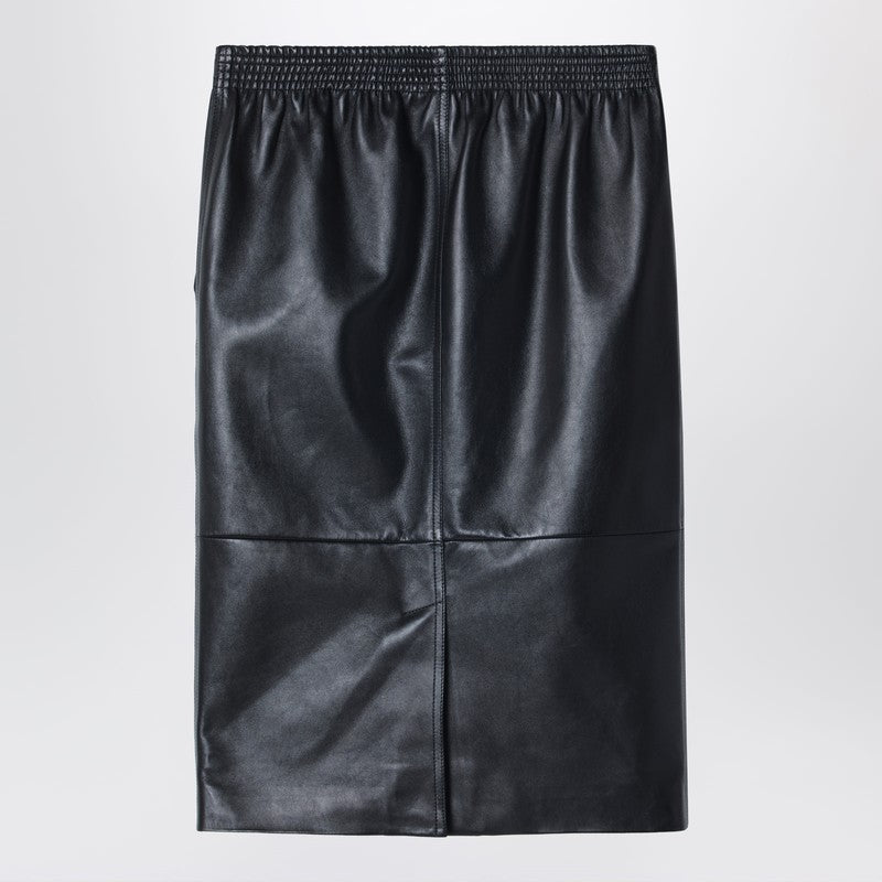 Black pencil skirt in plongé nappa leather