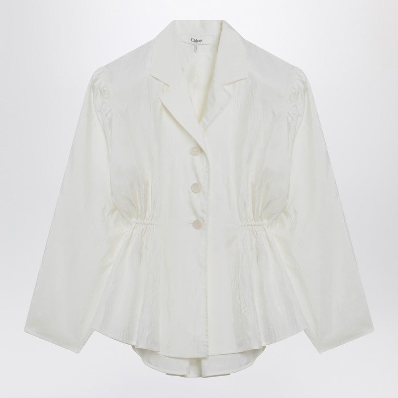 Ivory silk-blend blouse