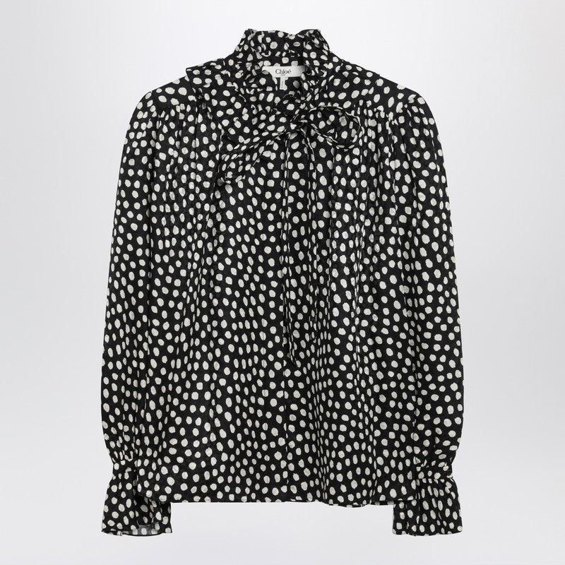 Polka-dot silk blouse