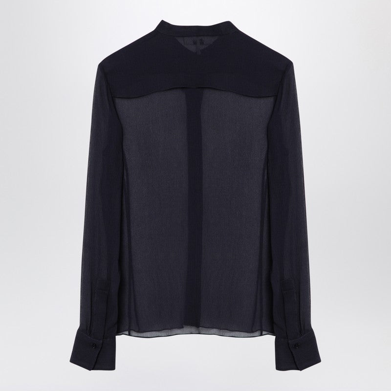 Transparent Blue Silk Blouse