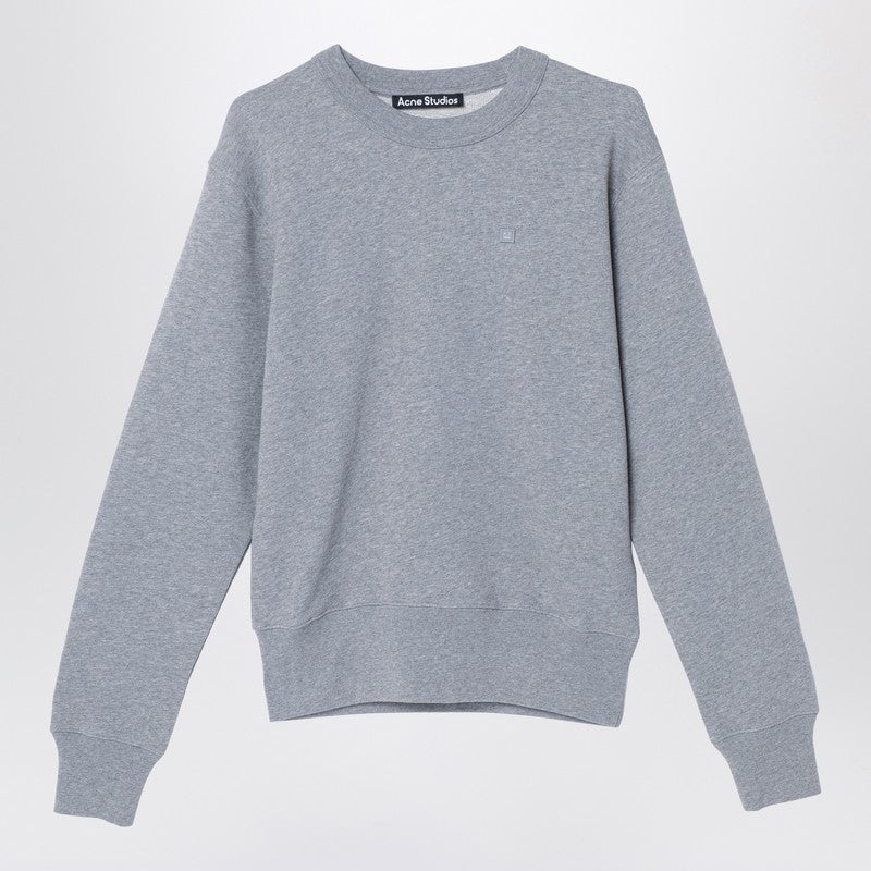 Grey Sweatshirt With Small Logo Patch