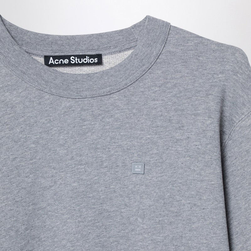 Grey Sweatshirt With Small Logo Patch