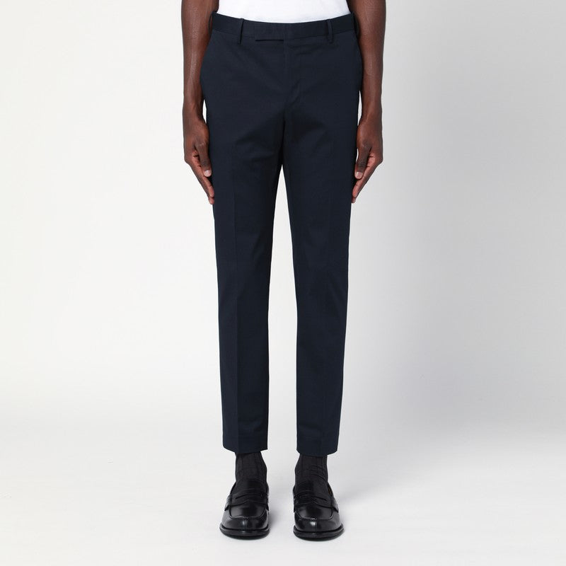 Slim-fit Blue Cotton Trousers