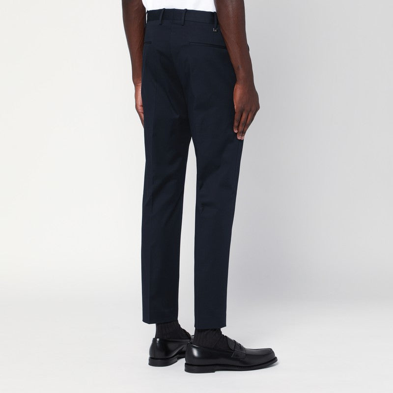 Slim-fit Blue Cotton Trousers