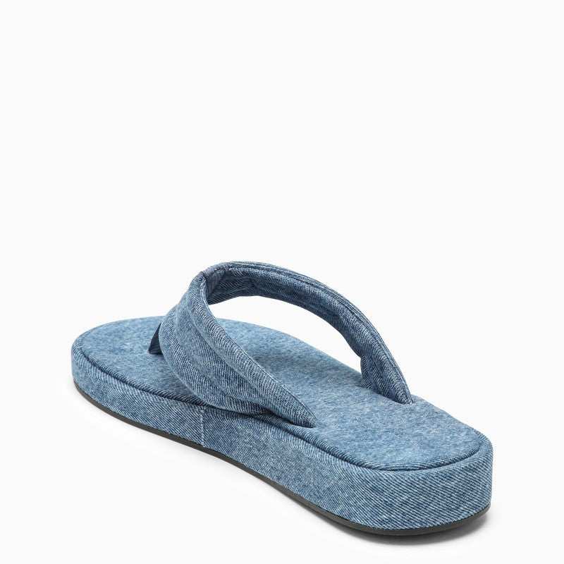 Denim flip-flops with logo