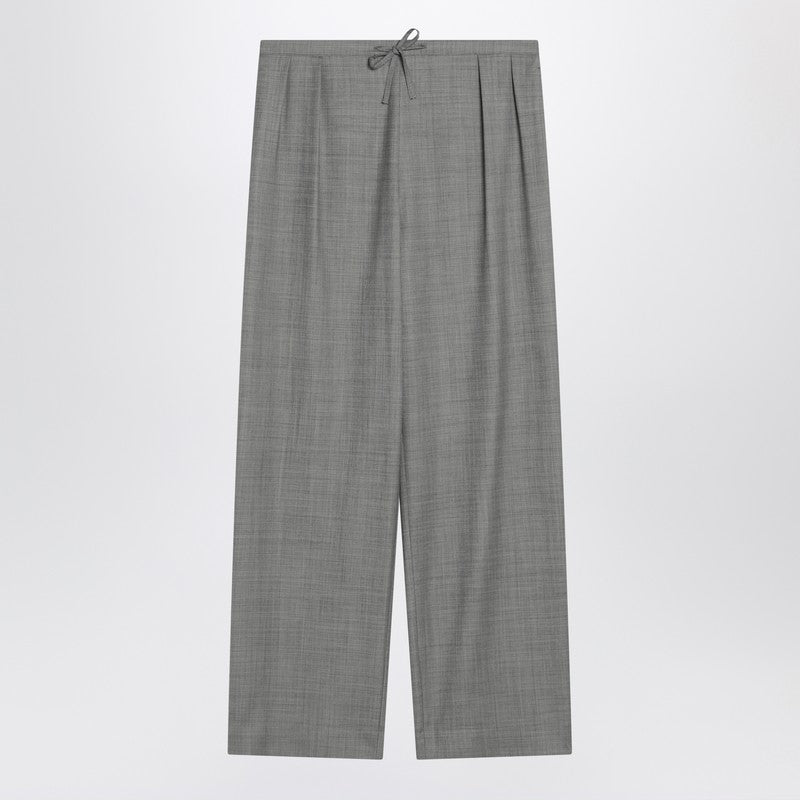 Gray Wide Pants With Drawstring