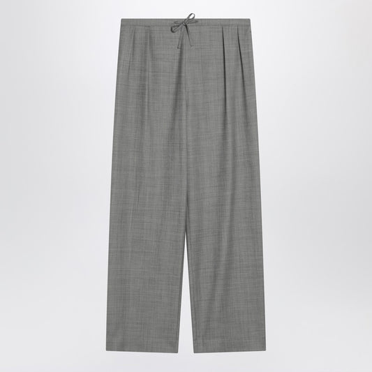 Gray Wide Pants With Drawstring