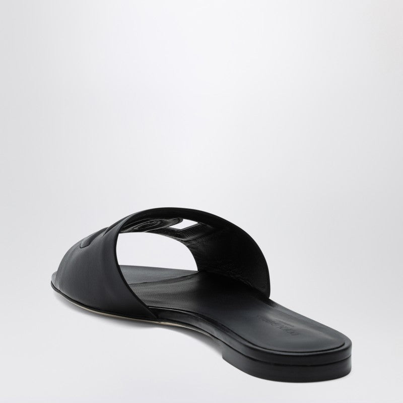 Black leather slides with DG logo