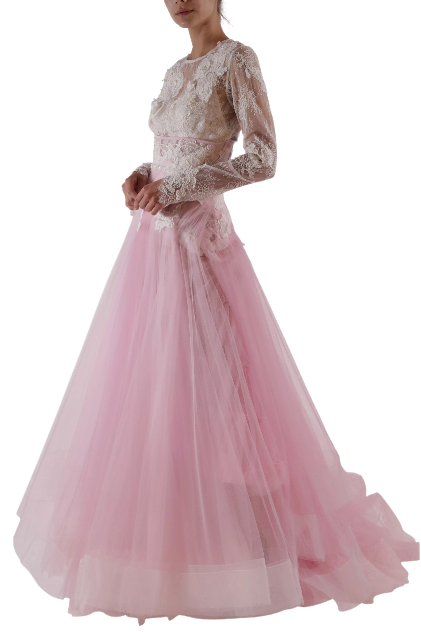 CANARIO LACE BLOUSE & BELTED SKIRT