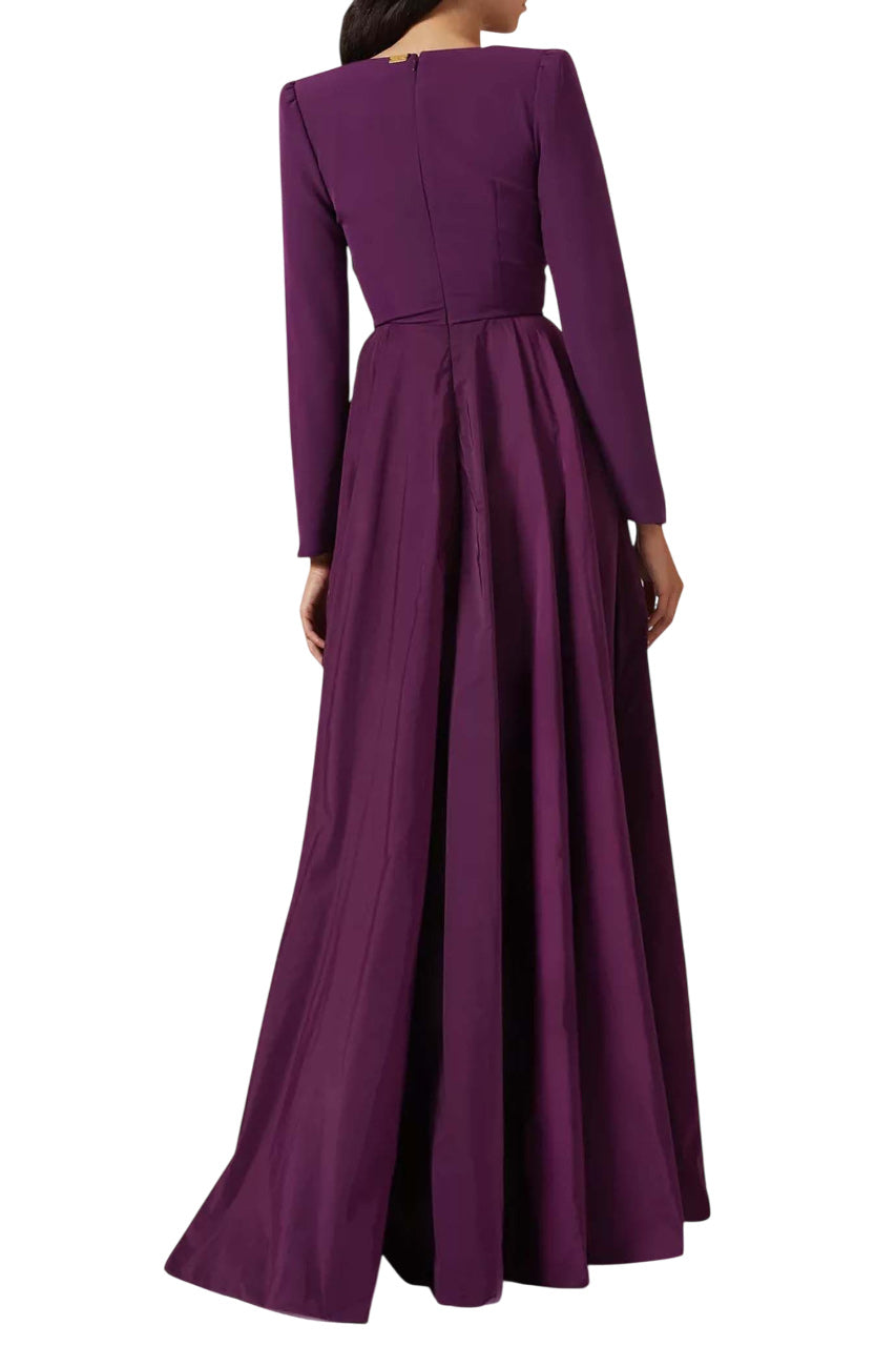CARLY TAFFETA AND CREPE LONG DRESS