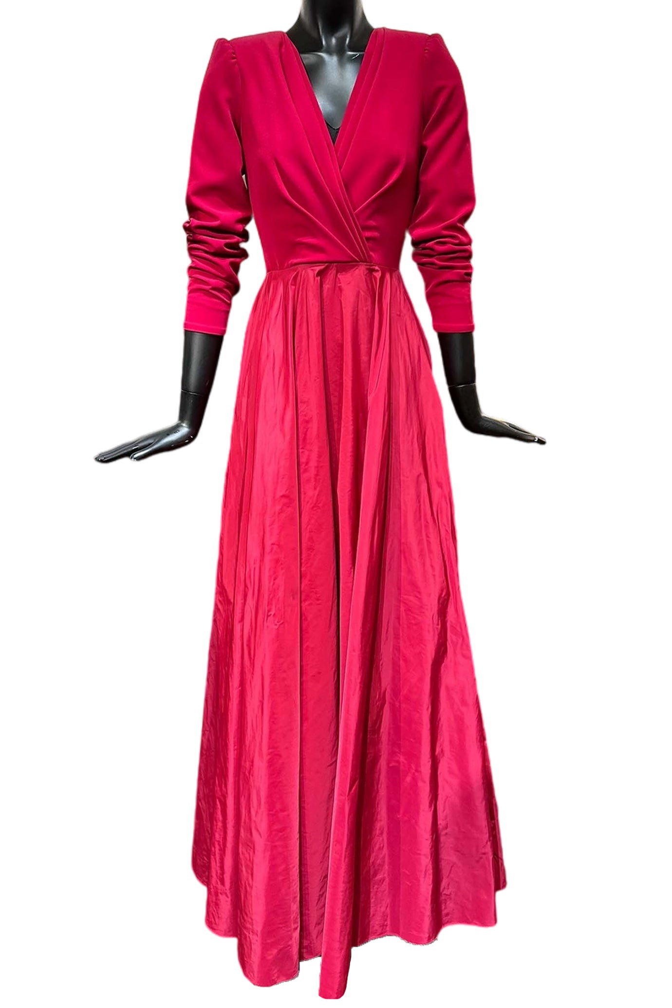 CARLY TAFFETA AND CREPE LONG DRESS
