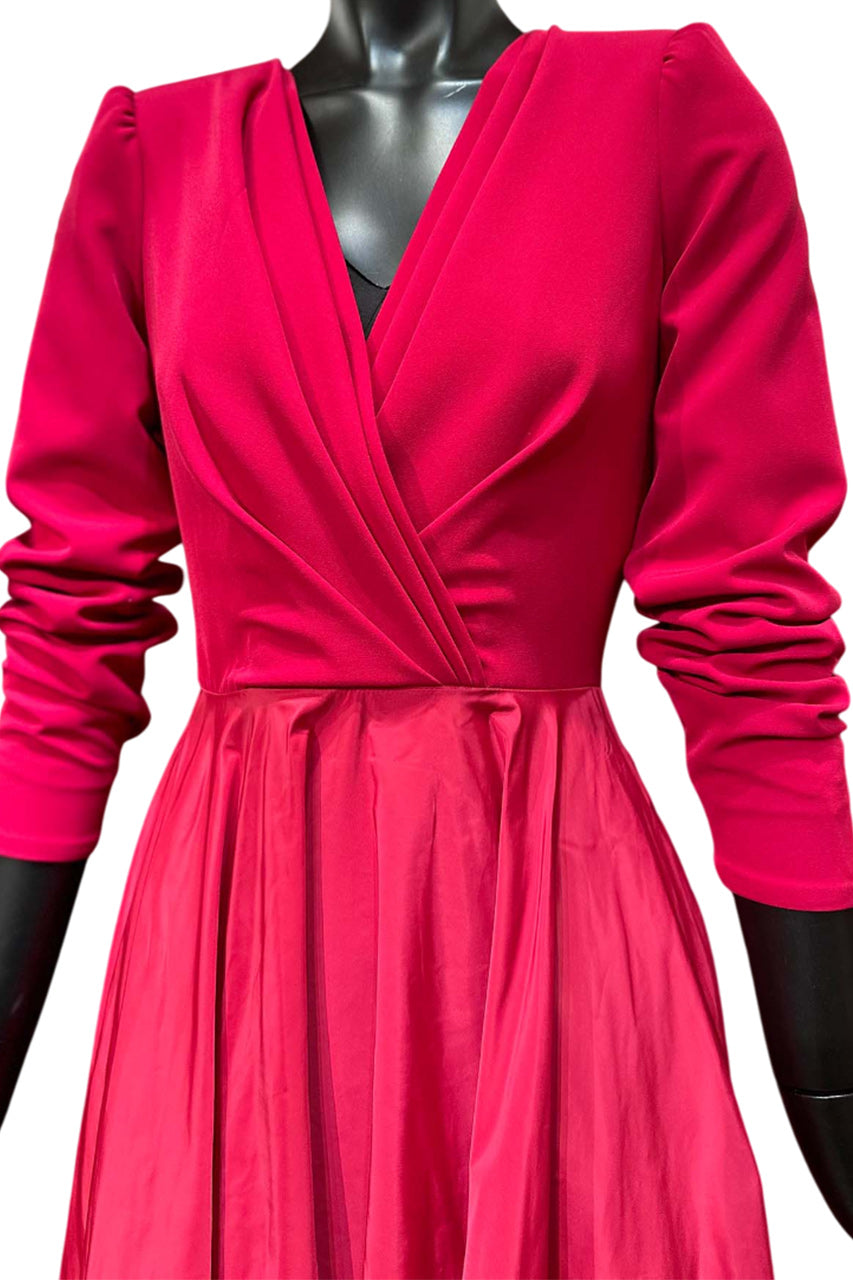 CARLY TAFFETA AND CREPE LONG DRESS