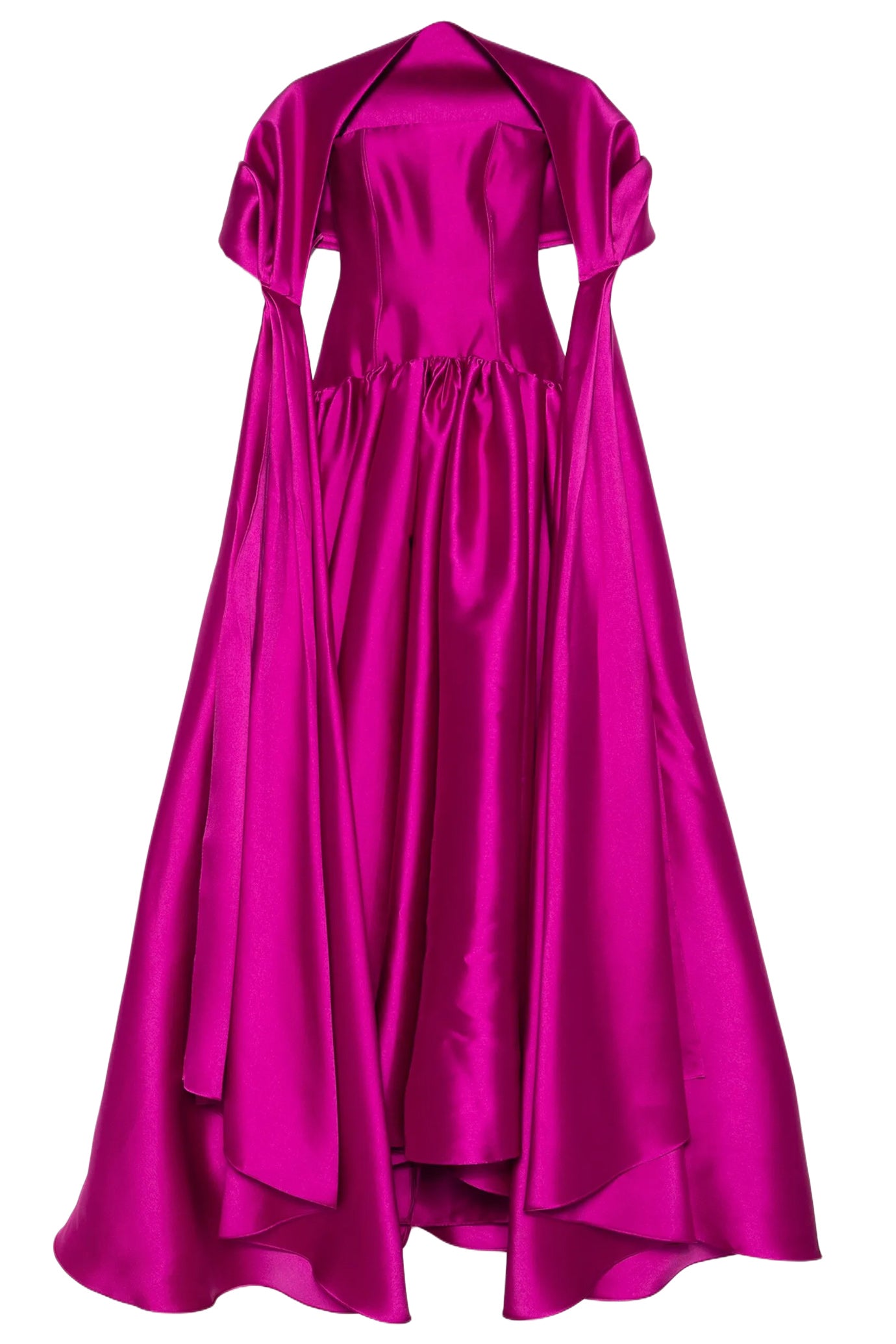 CASSIA STRAPLESS PLEATED SATIN-TWILL GOWN