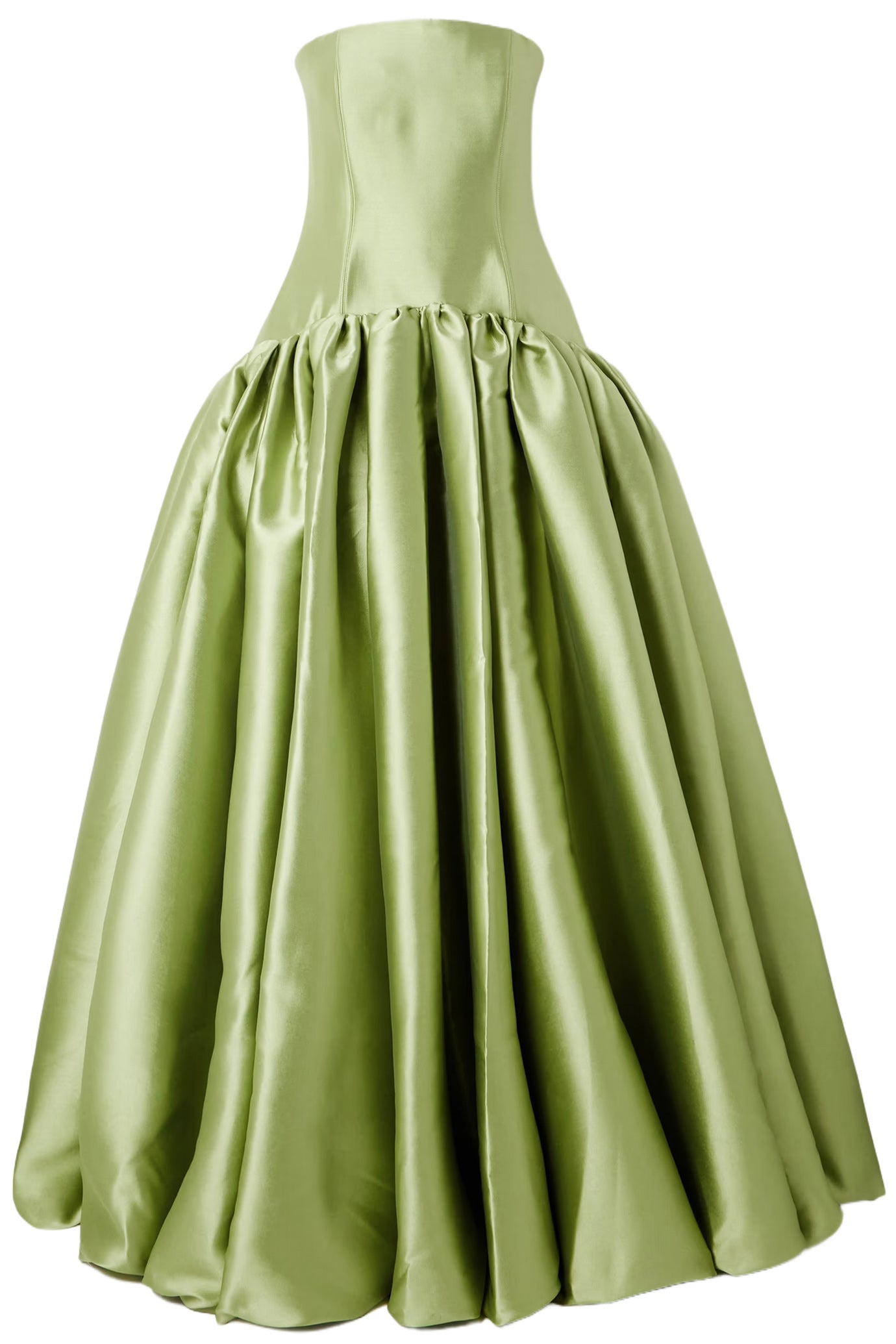 CASSIA STRAPLESS PLEATED SATIN-TWILL GOWN