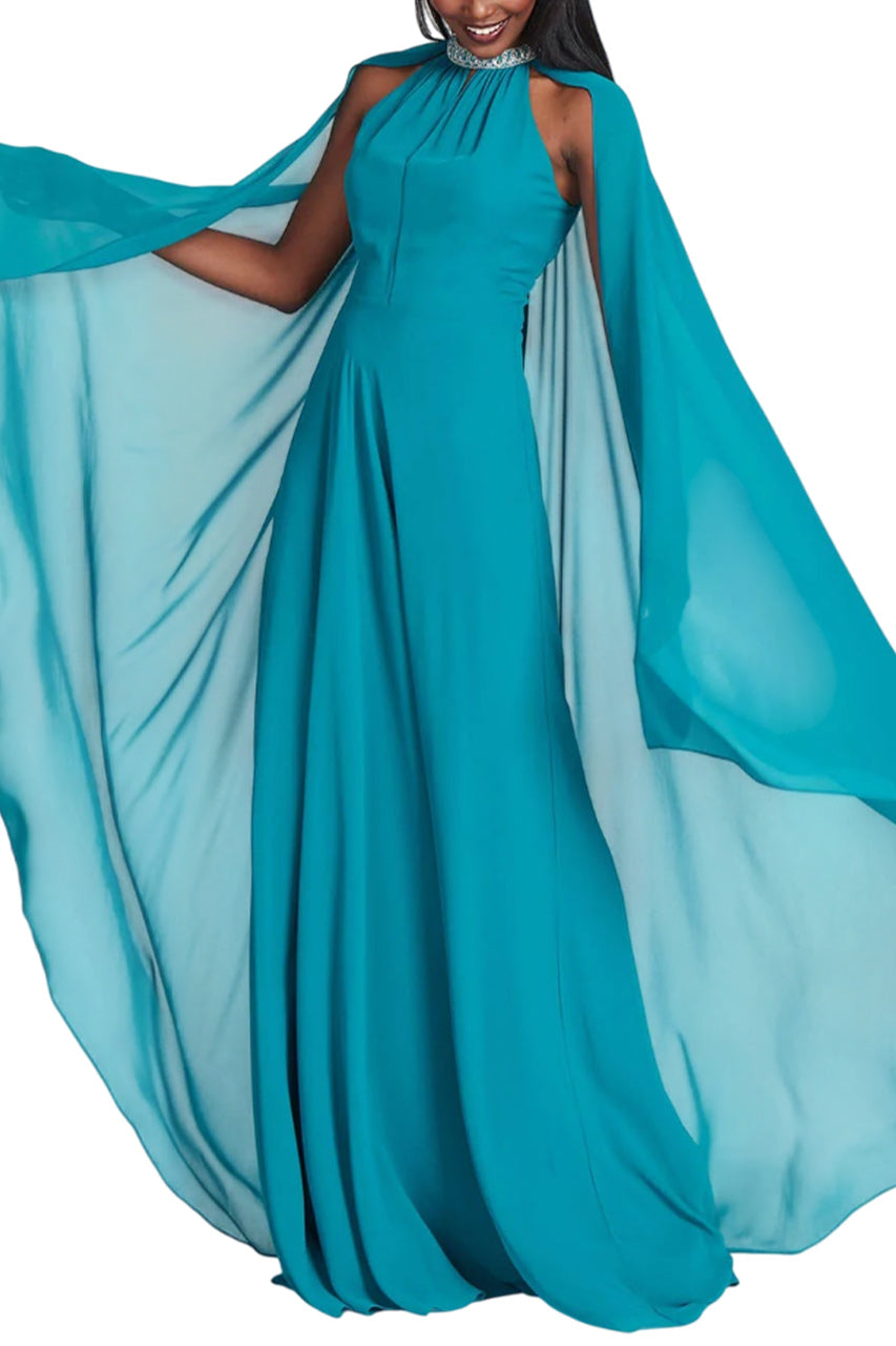 CHIFFON CAPED GOWN