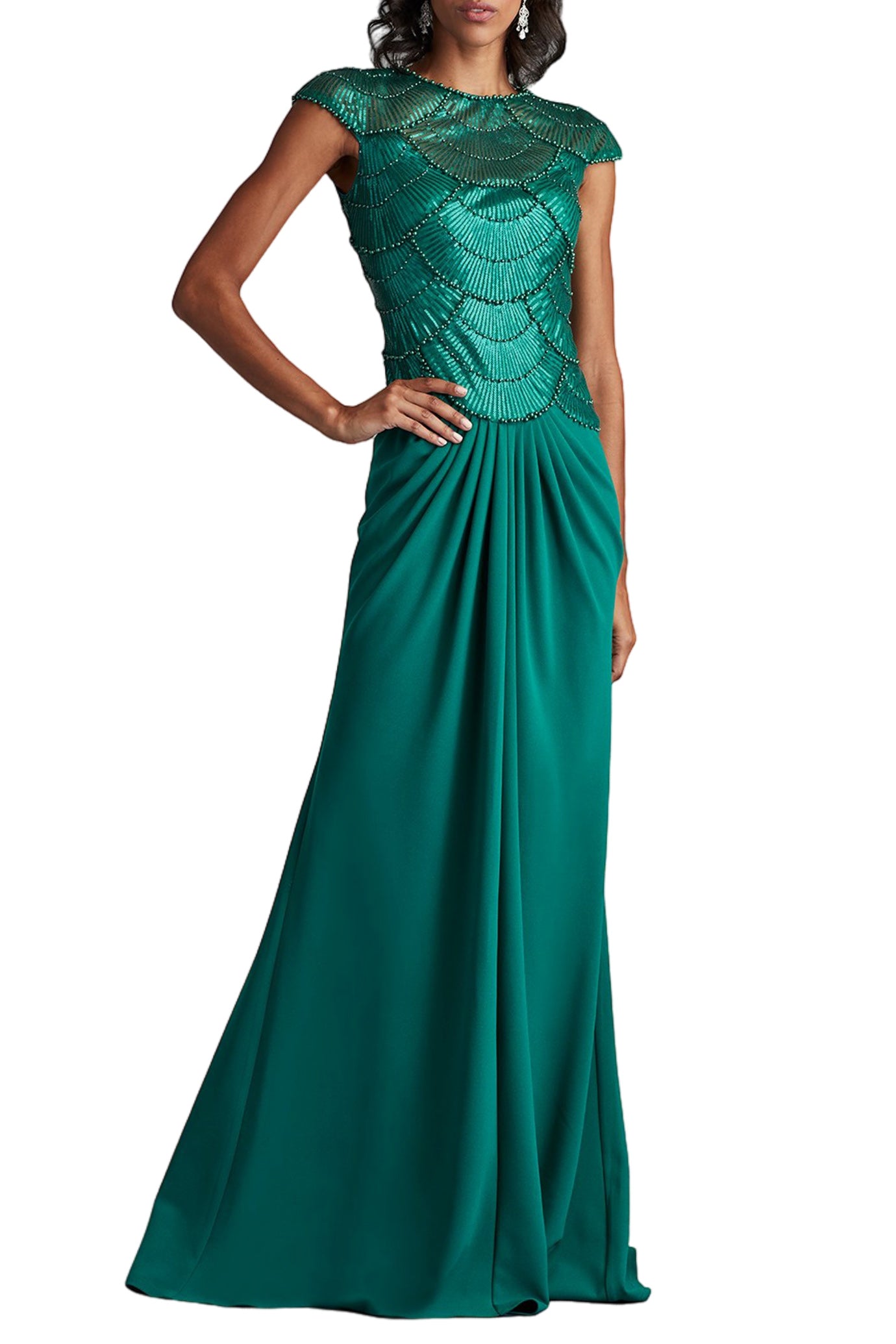 CORALIA BEADED CREPE GOWN