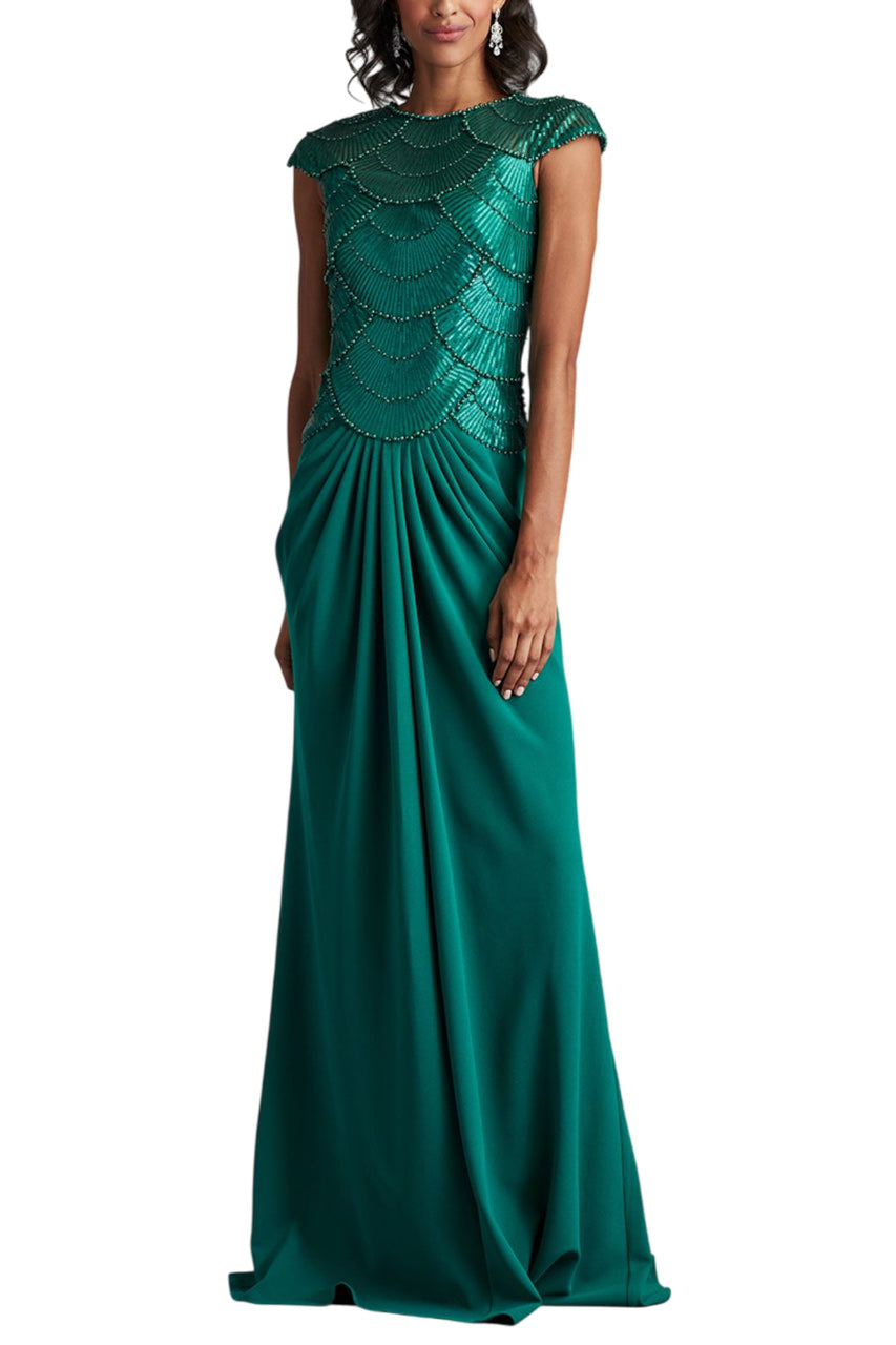CORALIA BEADED CREPE GOWN