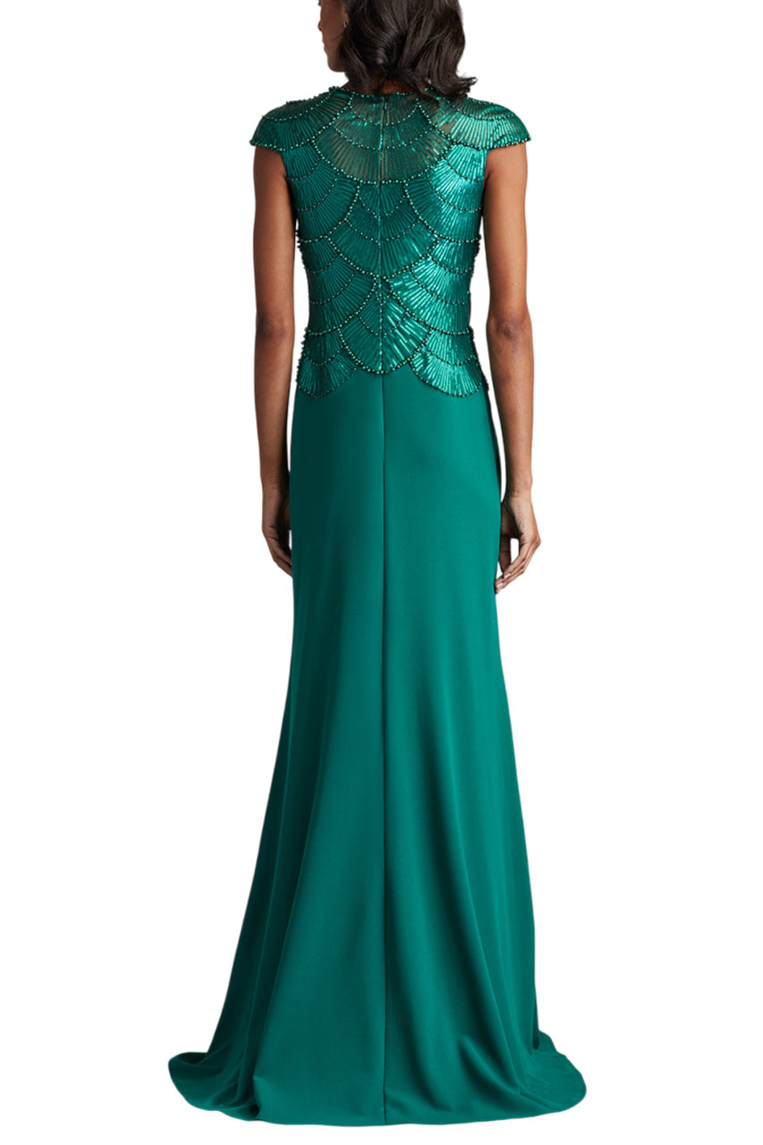 CORALIA BEADED CREPE GOWN