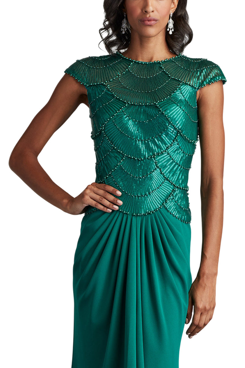 CORALIA BEADED CREPE GOWN
