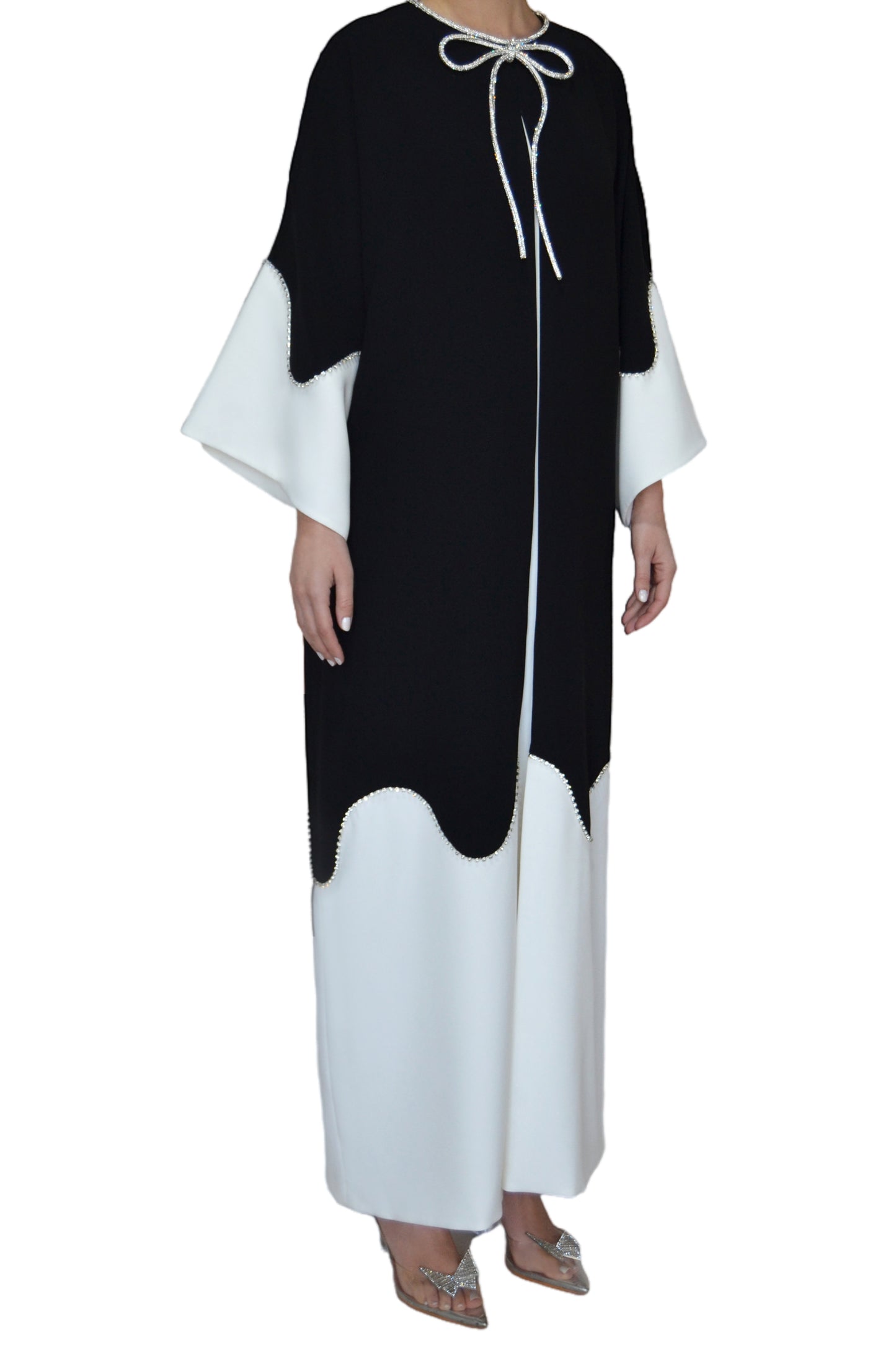 CREPE CAFTAN WITH SWAROWSKI BOW