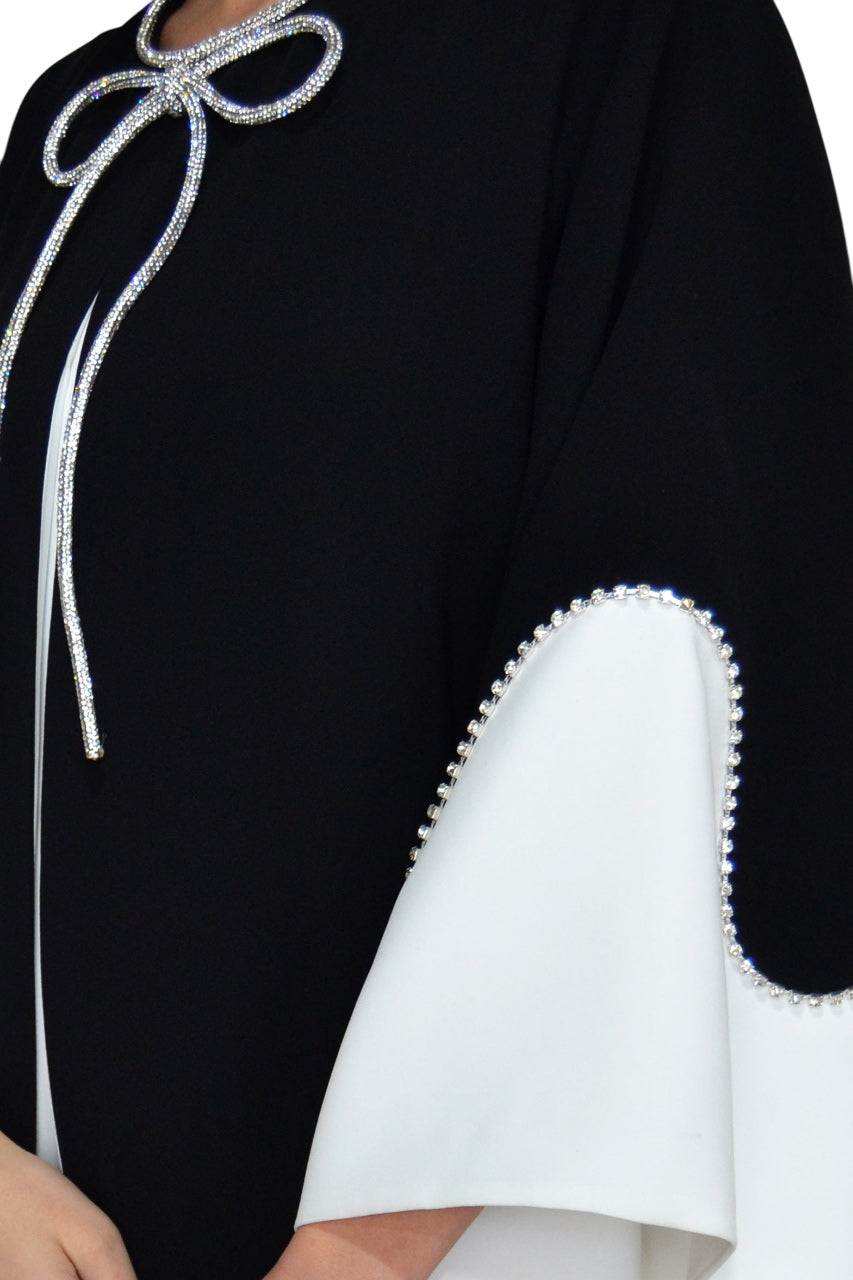 CREPE CAFTAN WITH SWAROWSKI BOW