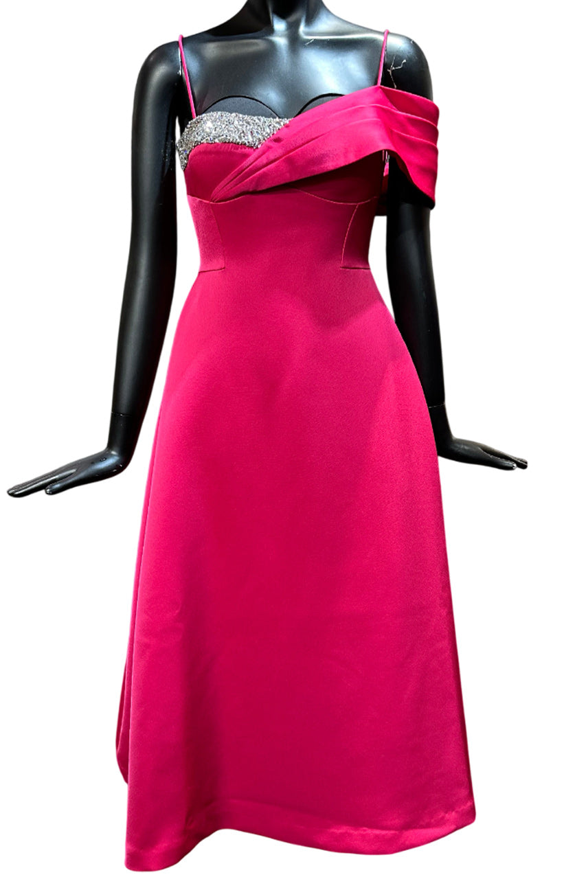 CRYSTAL EMBELLISHED ASYMMETRIC MIDI