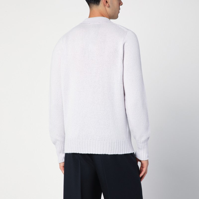 Platinum-coloured wool polo jumper