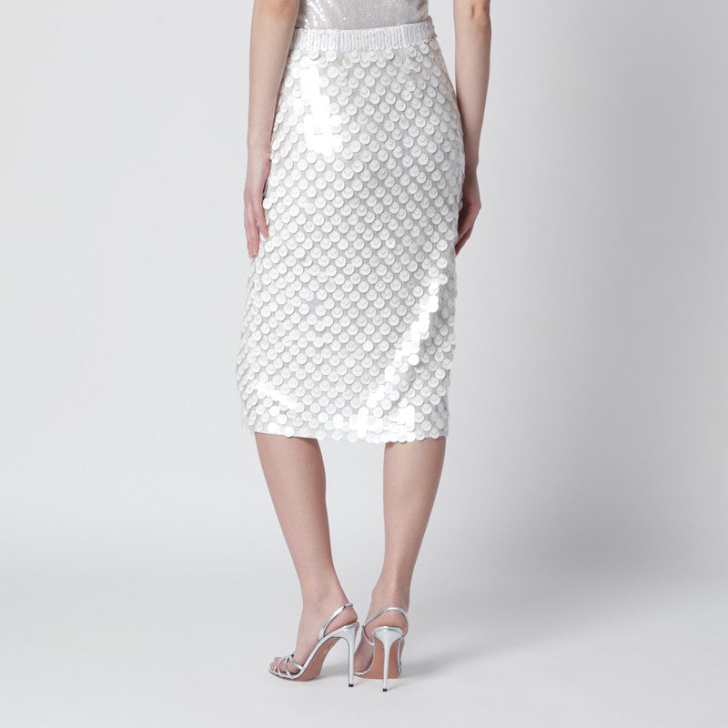 Cream sequin pencil skirt