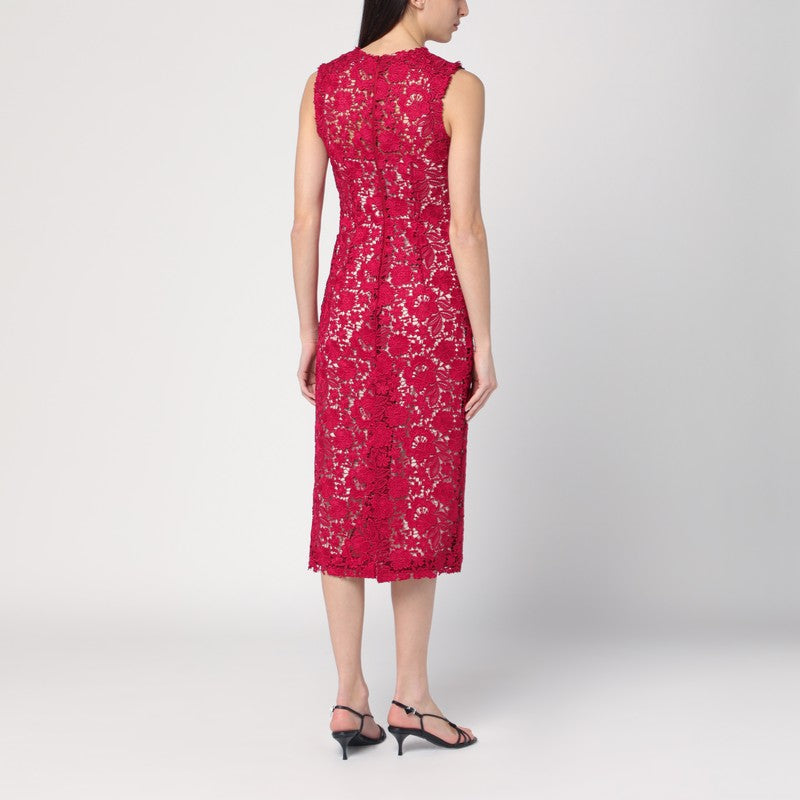 Red Lace Midi Dress