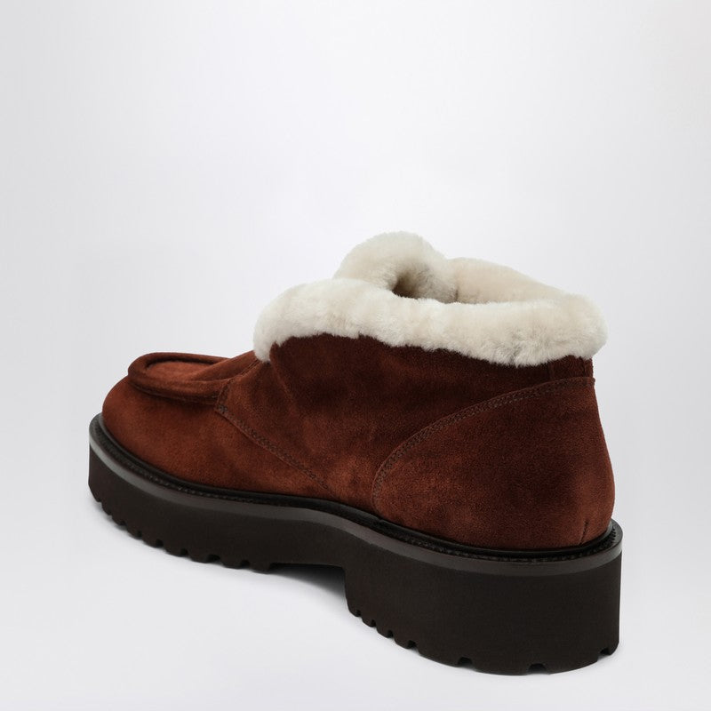 Brown Suede Moccasin With Fur
