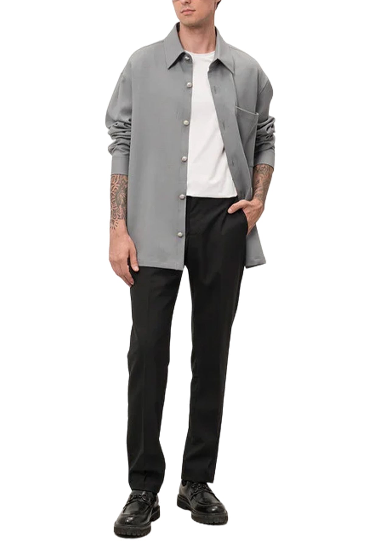 Embossed-Buttons Shirt