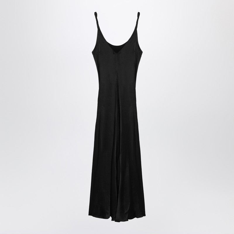Black silk dress with knotted waist
