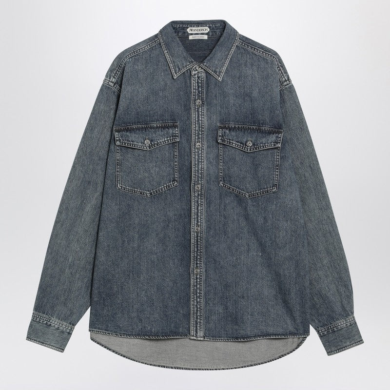 Mid-blue oversized denim shirt