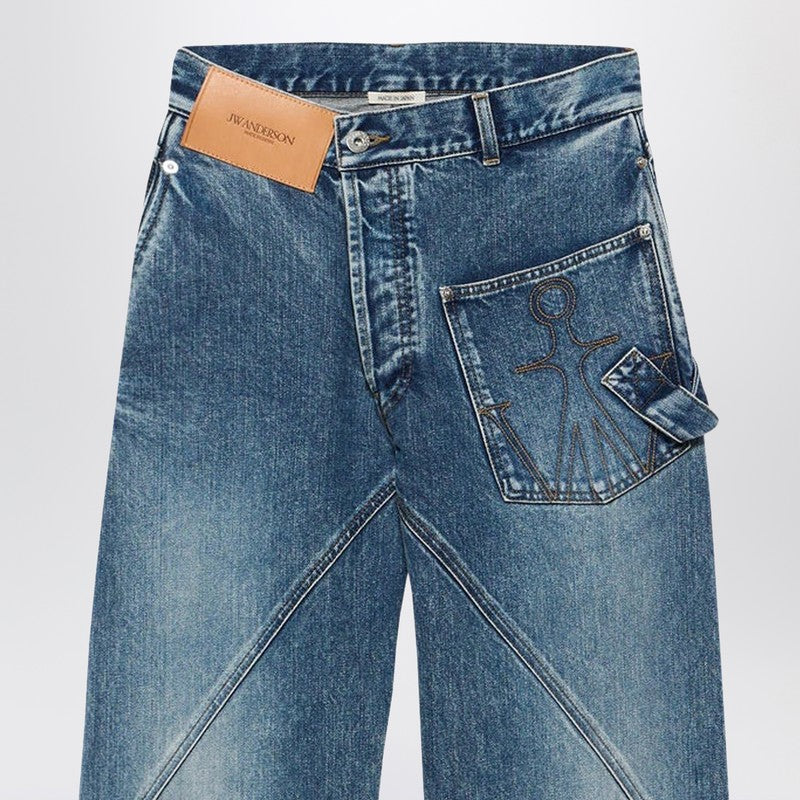 Mid-blue twisted-denim jeans