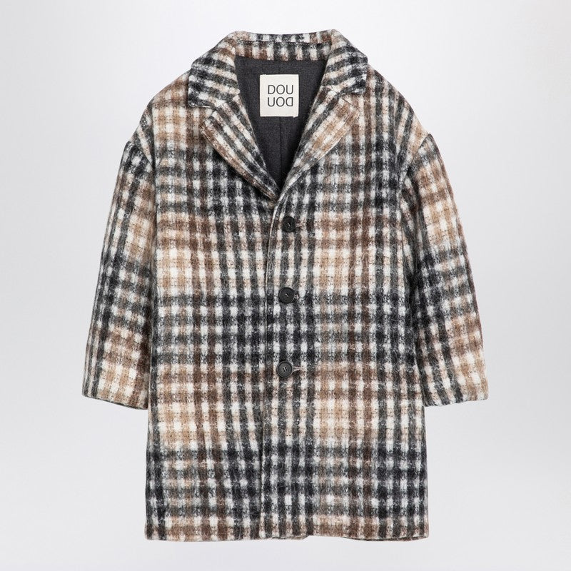 Hazelnut-coloured Checked Coat