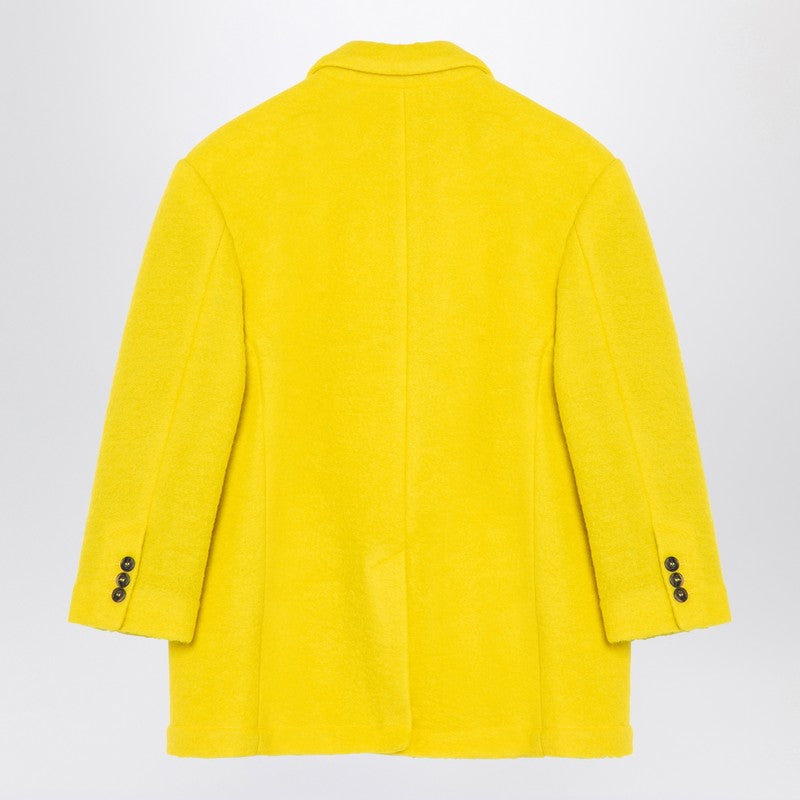 Yellow Single-breasted Coat In Wool Blend