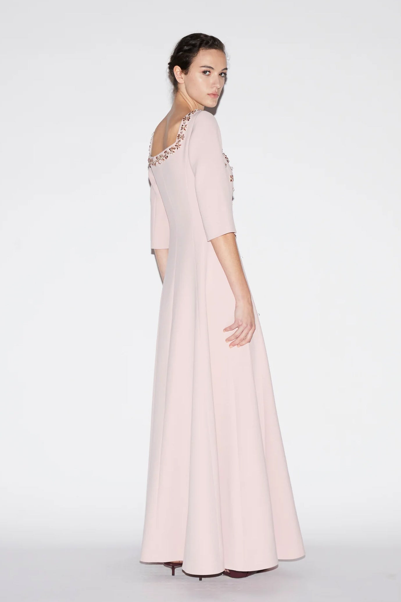 DALIAH GOWN PALE PINK EMBELLISHED CREPE