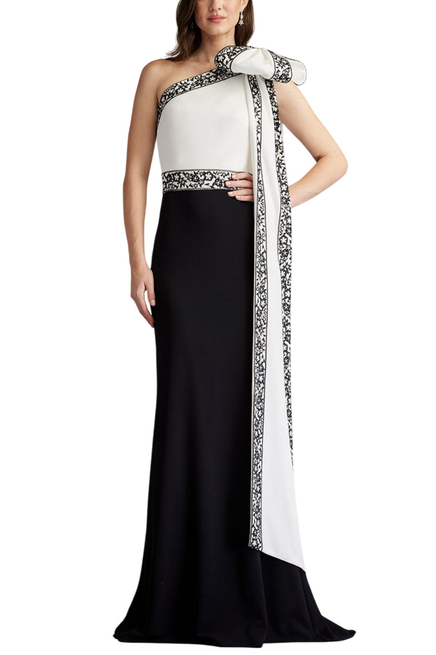 DOMINI TWO-TONE BOW SHOULDER GOWN