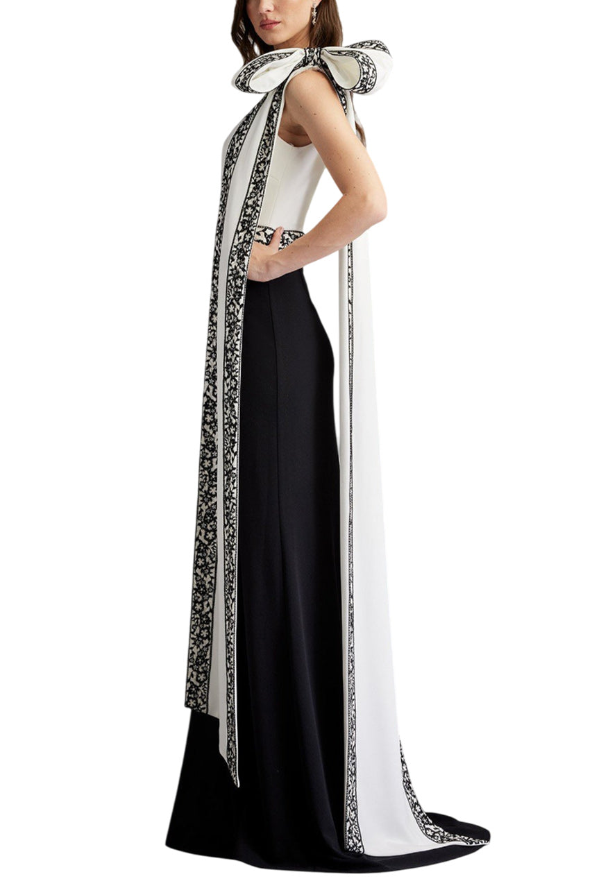 DOMINI TWO-TONE BOW SHOULDER GOWN