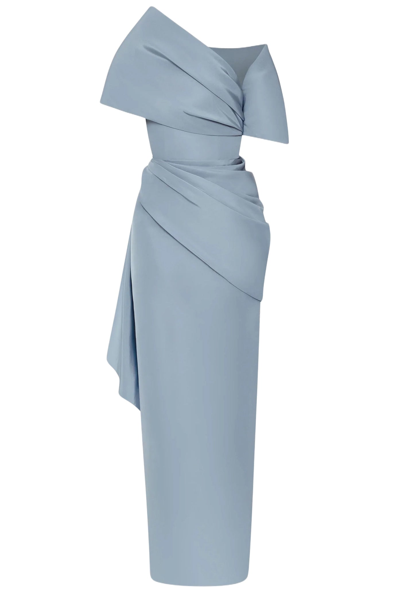 DRAPED DETAIL FAILLE GOWN