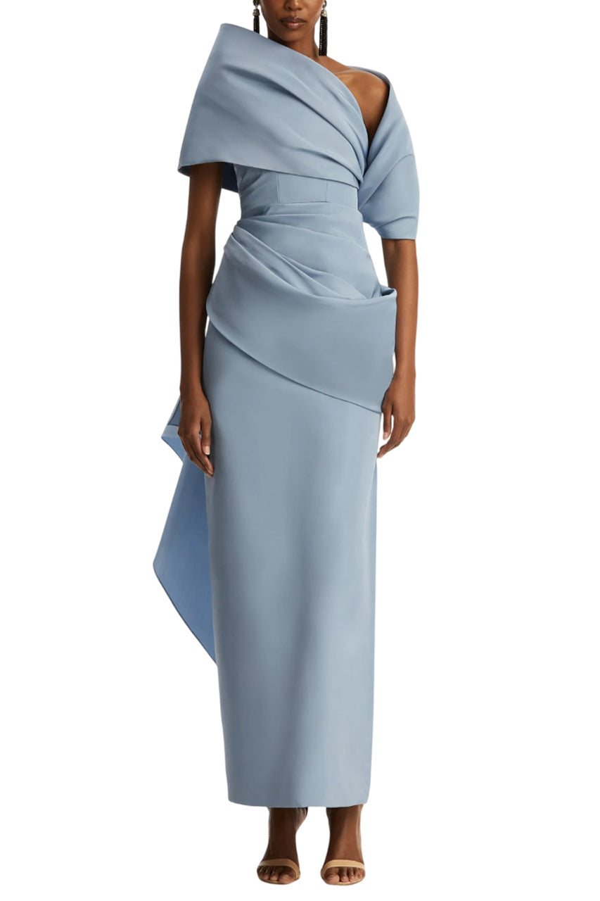 DRAPED DETAIL FAILLE GOWN