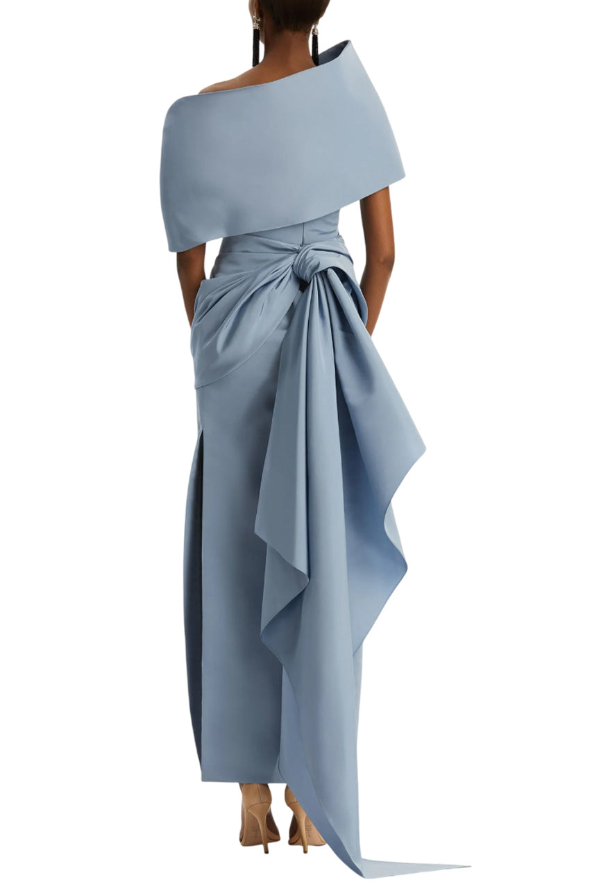 DRAPED DETAIL FAILLE GOWN